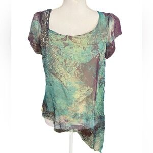 live and let live Multicolor Short Sleeve Top Size Petite Medium